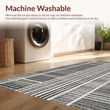 Ultra Soft Area Rug, Non Slip, Stain Resistant, Washable Area Rugs for Living Room, Bedroom, Striped Pattern Area Rug(Black)