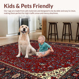 Ultra Soft Area Rug, Non Slip, Stain Resistant, Washable Area Rugs for Living Room, Bedroom, Luxurious Deep Red Tiled Pattern(Red)