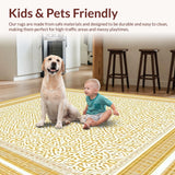 Ultra Soft Area Rug, Non Slip, Stain Resistant, Washable Area Rugs for Living Room, Bedroom, Rattan Inspired Round Area Hand Braided Natural Fiber Placemat(Gold)