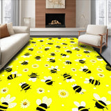 Ultra Soft Area Rug, Non Slip, Stain Resistant, Washable Area Rugs for Living Room, Bedroom, Playful Circular Bee Motif(Yellow)