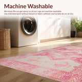 Ultra Soft Area Rug, Non Slip, Stain Resistant, Washable Area Rugs for Living Room, Bedroom, Refined Modern Tiled Arrangement(Pink)