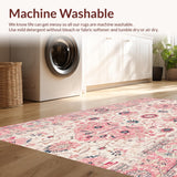 Ultra Soft Area Rug, Non Slip, Stain Resistant, Washable Area Rugs for Living Room, Bedroom, Serene Modern Soft Pink Embellishments(Pink)
