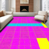 Ultra Soft Area Rug, Non Slip, Stain Resistant, Washable Area Rugs for Living Room, Bedroom, Lively Youthful Abstract Play Grid(Pink)