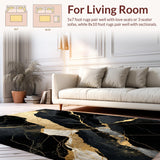 Ultra Soft Area Rug, Non Slip, Stain Resistant, Washable Area Rugs for Living Room, Bedroom, Sophisticated Mixed Texture Arrangement(Black)