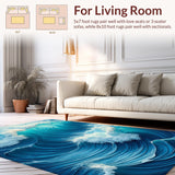 Ultra Soft Area Rug, Non Slip, Stain Resistant, Washable Area Rugs for Living Room, Bedroom, All-Season Waterproof Coastal Patio Welcome Mat(Blue)