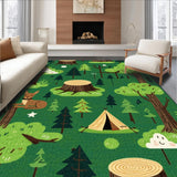 Ultra Soft Area Rug, Non Slip, Stain Resistant, Washable Area Rugs for Living Room, Bedroom, Dynamic Scenic Mountain Landscape(Green)