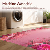 Ultra Soft Area Rug, Non Slip, Stain Resistant, Washable Area Rugs for Living Room, Bedroom, Pretty Coquette Bedroom Rose Design Carpet(Pink)
