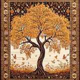 Ultra Soft Area Rug, Non Slip, Stain Resistant, Washable Area Rugs for Living Room, Bedroom, Vibrant Tree of Life Aesthetic(Gold)