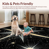 Ultra Soft Area Rug, Non Slip, Stain Resistant, Washable Area Rugs for Living Room, Bedroom, Trendy Cosmic Linear Arrangement(Gold)