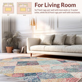 Ultra Soft Area Rug, Non Slip, Stain Resistant, Washable Area Rugs for Living Room, Bedroom, Modern Tribal Dream Rug with Interlocking Diamond Shapes and Playful Color Pops(Yellow)