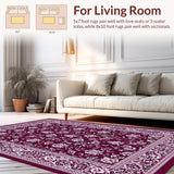 Ultra Soft Area Rug, Non Slip, Stain Resistant, Washable Area Rugs for Living Room, Bedroom, Dark Purple Botanical Inspiration(Purple)
