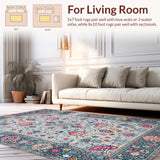 Ultra Soft Area Rug, Non Slip, Stain Resistant, Washable Area Rugs for Living Room, Bedroom, Rustic Earthy Trellis Motif(Gray)