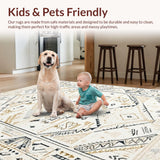 Ultra Soft Area Rug, Non Slip, Stain Resistant, Washable Area Rugs for Living Room, Bedroom, Rustic Warm Toned Lattice Texture(Beige)