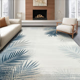 Ultra Soft Area Rug, Non Slip, Stain Resistant, Washable Area Rugs for Living Room, Bedroom, Coastal Palm Leaf Area in Blue Grey and Beige Hues(Gray)