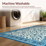 Ultra Soft Area Rug, Non Slip, Stain Resistant, Washable Area Rugs for Living Room, Bedroom, Chic Rustic Botanical Design(Blue)