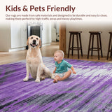Ultra Soft Area Rug, Non Slip, Stain Resistant, Washable Area Rugs for Living Room, Bedroom, Contemporary Purple Swirl Aesthetic(Purple)