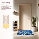 Ultra Soft Area Rug, Non Slip, Stain Resistant, Washable Area Rugs for Living Room, Bedroom, Chic Contemporary Symmetrical Elements(Blue)