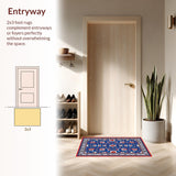 Ultra Soft Area Rug, Non Slip, Stain Resistant, Washable Area Rugs for Living Room, Bedroom, Rustic Geometric Colorful Palette(Blue)