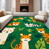 Ultra Soft Area Rug, Non Slip, Stain Resistant, Washable Area Rugs for Living Room, Bedroom, Colorful Whimsical Wildlife Design(Green)