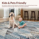 Ultra Soft Area Rug, Non Slip, Stain Resistant, Washable Area Rugs for Living Room, Bedroom, Boho Triangle Weave Carpet(Beige)