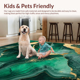 Ultra Soft Area Rug, Non Slip, Stain Resistant, Washable Area Rugs for Living Room, Bedroom, Sophisticated Abstract Swirl Patterns(Green)