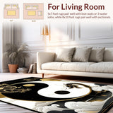 Ultra Soft Area Rug, Non Slip, Stain Resistant, Washable Area Rugs for Living Room, Bedroom, Sophisticated Geometric Yin Yang Fusion(Black)