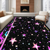 Ultra Soft Area Rug, Non Slip, Stain Resistant, Washable Area Rugs for Living Room, Bedroom, Charming Dreamy Celestial Theme(Black)