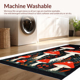 Ultra Soft Area Rug, Non Slip, Stain Resistant, Washable Area Rugs for Living Room, Bedroom, Whimsical Mushroom Motif Delight(Red)