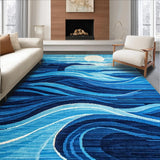 Ultra Soft Area Rug, Non Slip, Stain Resistant, Washable Area Rugs for Living Room, Bedroom, Modern Vibrant Space Inspired Pattern(Blue)