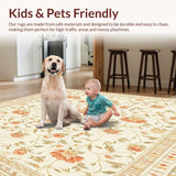 Ultra Soft Area Rug, Non Slip, Stain Resistant, Washable Area Rugs for Living Room, Bedroom, Boho Chic Beige with Abstract Floral Motifs(Beige)