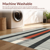 Ultra Soft Area Rug, Non Slip, Stain Resistant, Washable Area Rugs for Living Room, Bedroom, Sleek Minimalist Black and White Motif(Black)