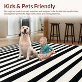 Ultra Soft Area Rug, Non Slip, Stain Resistant, Washable Area Rugs for Living Room, Bedroom, Contemporary Dual-Tone Linear Pattern Home Decor Floor Mat With Modern Look(Black)