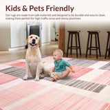 Ultra Soft Area Rug, Non Slip, Stain Resistant, Washable Area Rugs for Living Room, Bedroom, Trendy Modern Textured Stripes(Red)
