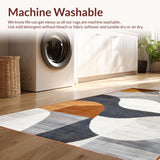 Ultra Soft Area Rug, Non Slip, Stain Resistant, Washable Area Rugs for Living Room, Bedroom, Elegant Earthy Wavy Motif(Gray)