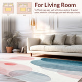 Ultra Soft Area Rug, Non Slip, Stain Resistant, Washable Area Rugs for Living Room, Bedroom, Boho Classroom Pastel Circle Time Play Mat(Red)