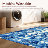 Ultra Soft Area Rug, Non Slip, Stain Resistant, Washable Area Rugs for Living Room, Bedroom, Serene Green Pastoral Design Accent(Blue)