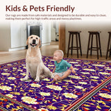 Ultra Soft Area Rug, Non Slip, Stain Resistant, Washable Area Rugs for Living Room, Bedroom, Botanical Wool Earthy Elegance(Purple)