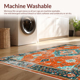 Ultra Soft Area Rug, Non Slip, Stain Resistant, Washable Area Rugs for Living Room, Bedroom, Whimsical Geometric Orange Design(Orange)
