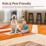 Ultra Soft Area Rug, Non Slip, Stain Resistant, Washable Area Rugs for Living Room, Bedroom, Rustic Textured Warmth Design(Orange)