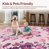 Ultra Soft Area Rug, Non Slip, Stain Resistant, Washable Area Rugs for Living Room, Bedroom, Contemporary Vibrant Nature Scene(Pink)