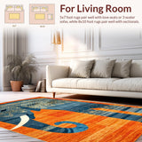 Ultra Soft Area Rug, Non Slip, Stain Resistant, Washable Area Rugs for Living Room, Bedroom, Lively Colorful Animal Design(Orange)