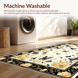 Ultra Soft Area Rug, Non Slip, Stain Resistant, Washable Area Rugs for Living Room, Bedroom, Sophisticated Bold Insect Imagery(Beige)