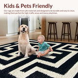 Ultra Soft Area Rug, Non Slip, Stain Resistant, Washable Area Rugs for Living Room, Bedroom, Greek Key Black Stair Treads Stain Resistant(Black)