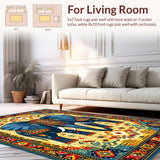 Ultra Soft Area Rug, Non Slip, Stain Resistant, Washable Area Rugs for Living Room, Bedroom, Artful Symmetrical Trellis Layout(Gold)