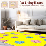 Ultra Soft Area Rug, Non Slip, Stain Resistant, Washable Area Rugs for Living Room, Bedroom, Cheerful Whimsical Emotion Design(Yellow)