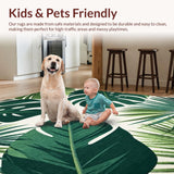 Ultra Soft Area Rug, Non Slip, Stain Resistant, Washable Area Rugs for Living Room, Bedroom, Trendy Tropical Botanical Motif(Green)