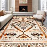 Ultra Soft Area Rug, Non Slip, Stain Resistant, Washable Area Rugs for Living Room, Bedroom, Vintage Cozy Diamond Arrangement(Orange)