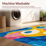Ultra Soft Area Rug, Non Slip, Stain Resistant, Washable Area Rugs for Living Room, Bedroom, Contemporary Multi-Hued Pattern(Yellow)