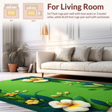 Ultra Soft Area Rug, Non Slip, Stain Resistant, Washable Area Rugs for Living Room, Bedroom, Round Grass-Themed Shower Door Accent(Green)