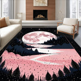 Ultra Soft Area Rug, Non Slip, Stain Resistant, Washable Area Rugs for Living Room, Bedroom, Celestial Floral Abstract Composition(Pink)